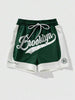 ROMWE MEN Prep Men's Letter Print Drawstring Waist Shorts, Suitable For Summer