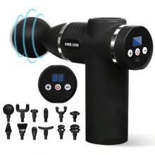1pc Portable Deep Tissue Massage Gun With 12 Heads,USB Rechargeable, Deep Tissue Percussion Electric Muscle Massager