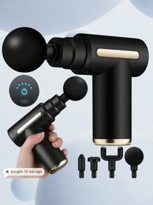 Portable Muscle Massage Gun For Body Massage, With Led Touch Screen, Speed Adjustment, Rechargeable, And 4 Replaceable Massage Heads Fascia Gun - Muscle Seat - Professional Physiotherapy Grade Multi-Functional Mini Electric Handheld Hammer Shoulder And Ne