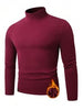 Manfinity Homme Men's Solid Color Turtleneck Long Sleeve Fleece Casual T-Shirt, Autumn/Winter