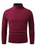 Manfinity Homme Men's Solid Color Turtleneck Long Sleeve Fleece Casual T-Shirt, Autumn/Winter