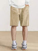 Hidkat Men's Summer Cotton Corduroy Short Sports Pants, Fashion Elastic Waist With Back Pocket, Casual Beach Shorts