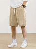 Hidkat Men's Summer Cotton Corduroy Short Sports Pants, Fashion Elastic Waist With Back Pocket, Casual Beach Shorts