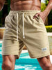 Hidkat Men's Summer Cotton Corduroy Short Sports Pants, Fashion Elastic Waist With Back Pocket, Casual Beach Shorts