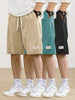 Hidkat Men's Summer Cotton Corduroy Short Sports Pants, Fashion Elastic Waist With Back Pocket, Casual Beach Shorts