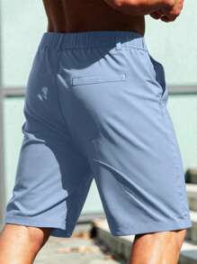 Manfinity Homme Men's Solid Color Pocket Casual Shorts, Versatile For Summer Men Clothing Men Shorts Men's Shorts Outfits Men Clothes Men Shorts Men's Shorts Casual Short Outfits For Men, Light Blue Shorts Men, Baby Blue Shorts Men, Mens Dress Shorts, Ber