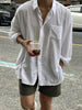 Men's Solid Color Button-Front Long Sleeve Pocket Casual Shirt