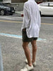 Men's Solid Color Button-Front Long Sleeve Pocket Casual Shirt