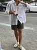 Men's Solid Color Button-Front Long Sleeve Pocket Casual Shirt