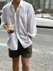 Men's Solid Color Button-Front Long Sleeve Pocket Casual Shirt