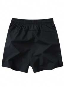 Men Drawstring Waist Zipper Pocket Shorts